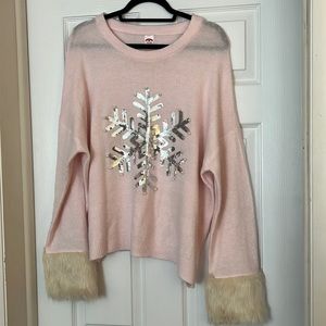 Plus Size Pink Christmas Sweater
